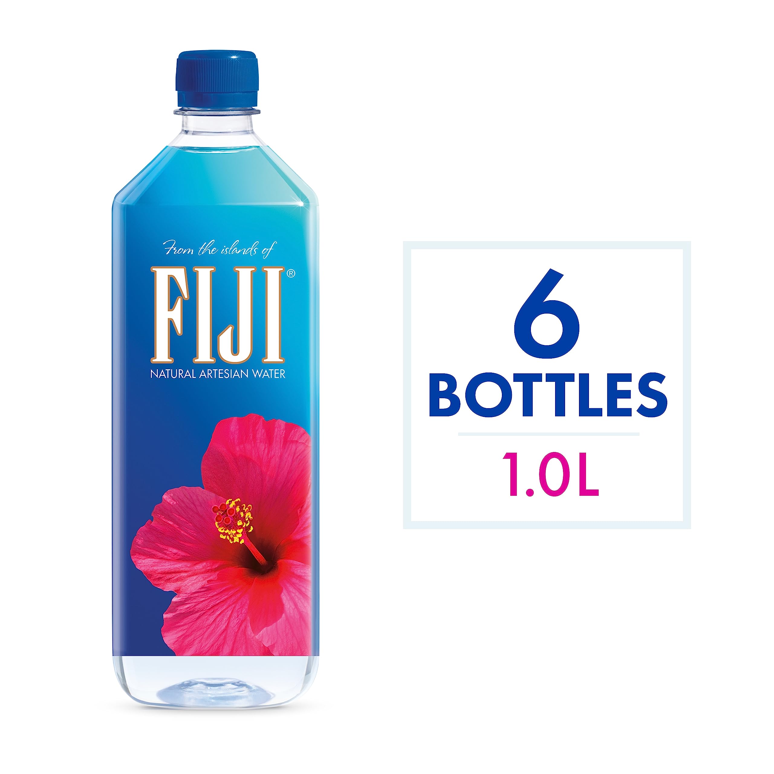 FIJI Natural Artesian Water 1 Liter (33.8 Fl Oz) - Pack of 6 Bottles | Premium Alkaline Mineral Water for Hydration, Gym, Office & Travel | BPA-Free, Naturally Filtered Spring Water