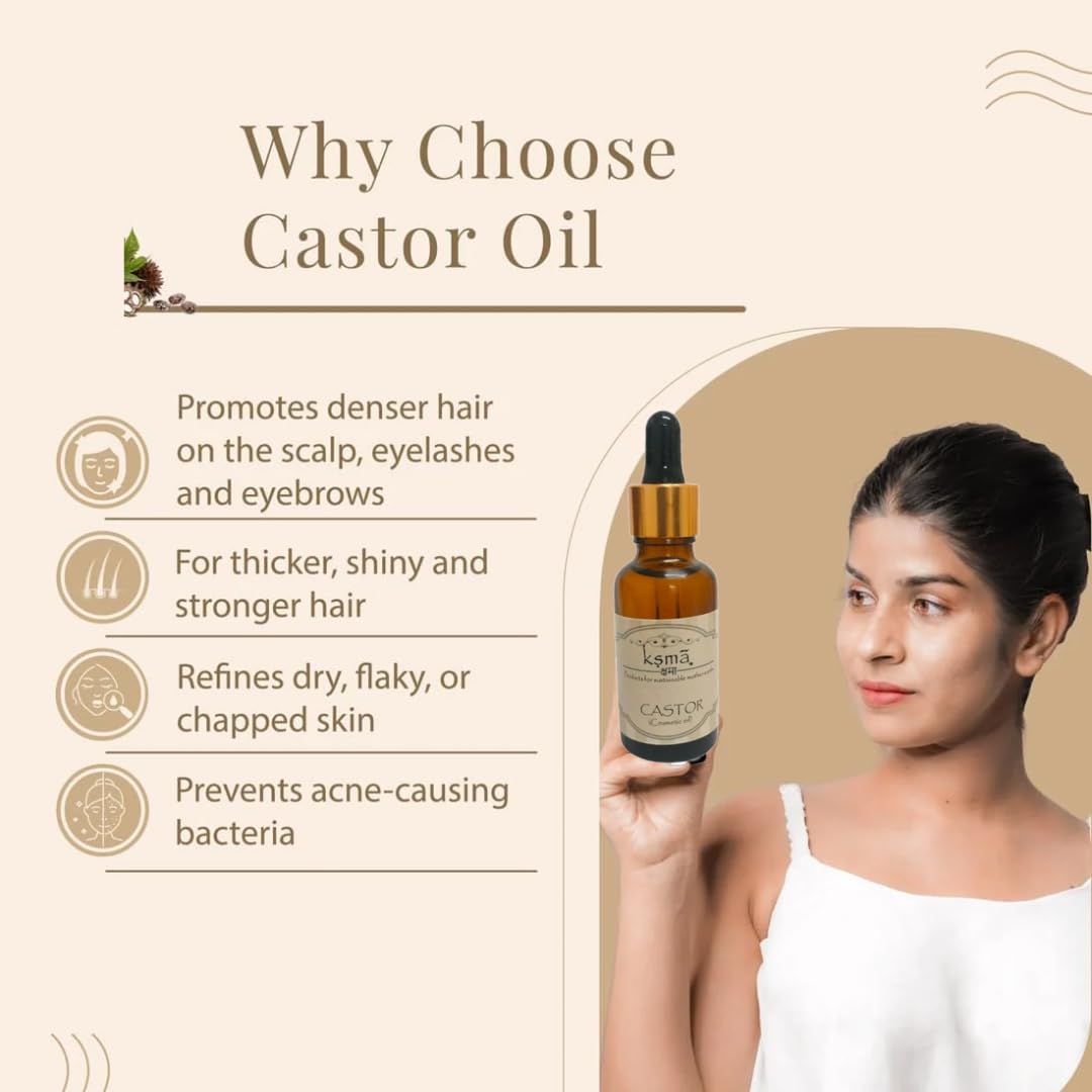 Virgin Cold Pressed Castor Oil 30ml - Hair Growth, Skin & Nail Care for Beauty Routine