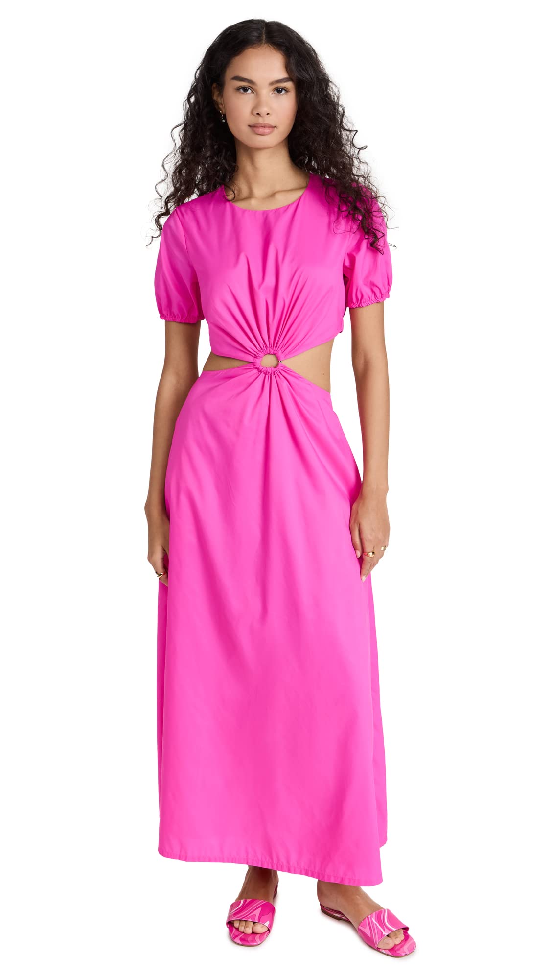 STAUD Women's Calypso Dress - Flowy Midi Dress with Ruffled Sleeves | Summer Beach Dress, Wedding Guest Outfit & Vacation Wear