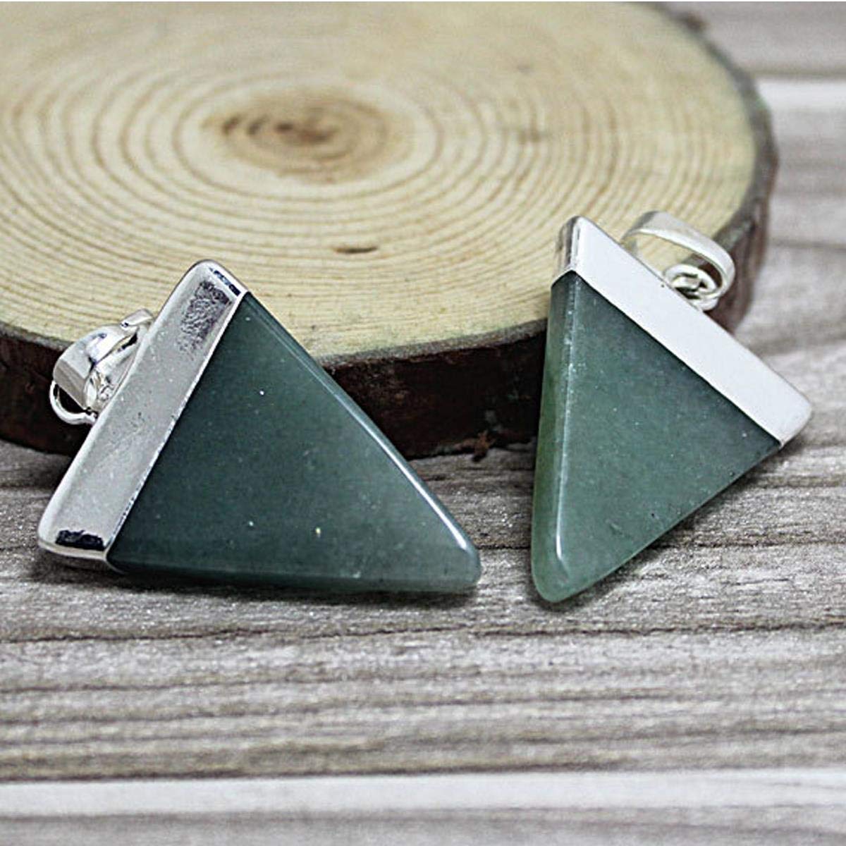 Excel Luck Crystal Triangle Necklace - Green Aventurine Gemstone Pendant with Silver Plated Chain | Healing Crystal Jewelry for Good Fortune & Positive Energy | Perfect for Meditation, Spiritual Healing & Everyday Wear