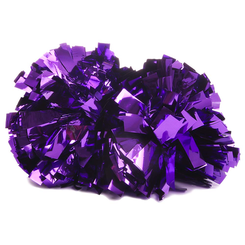 Just For Kix 4 Inch Solid Metallic Dance Pom Poms - Cheerleading Pompons for Girls, Cheer Team Performance, Dance Competitions & School Spirit Events