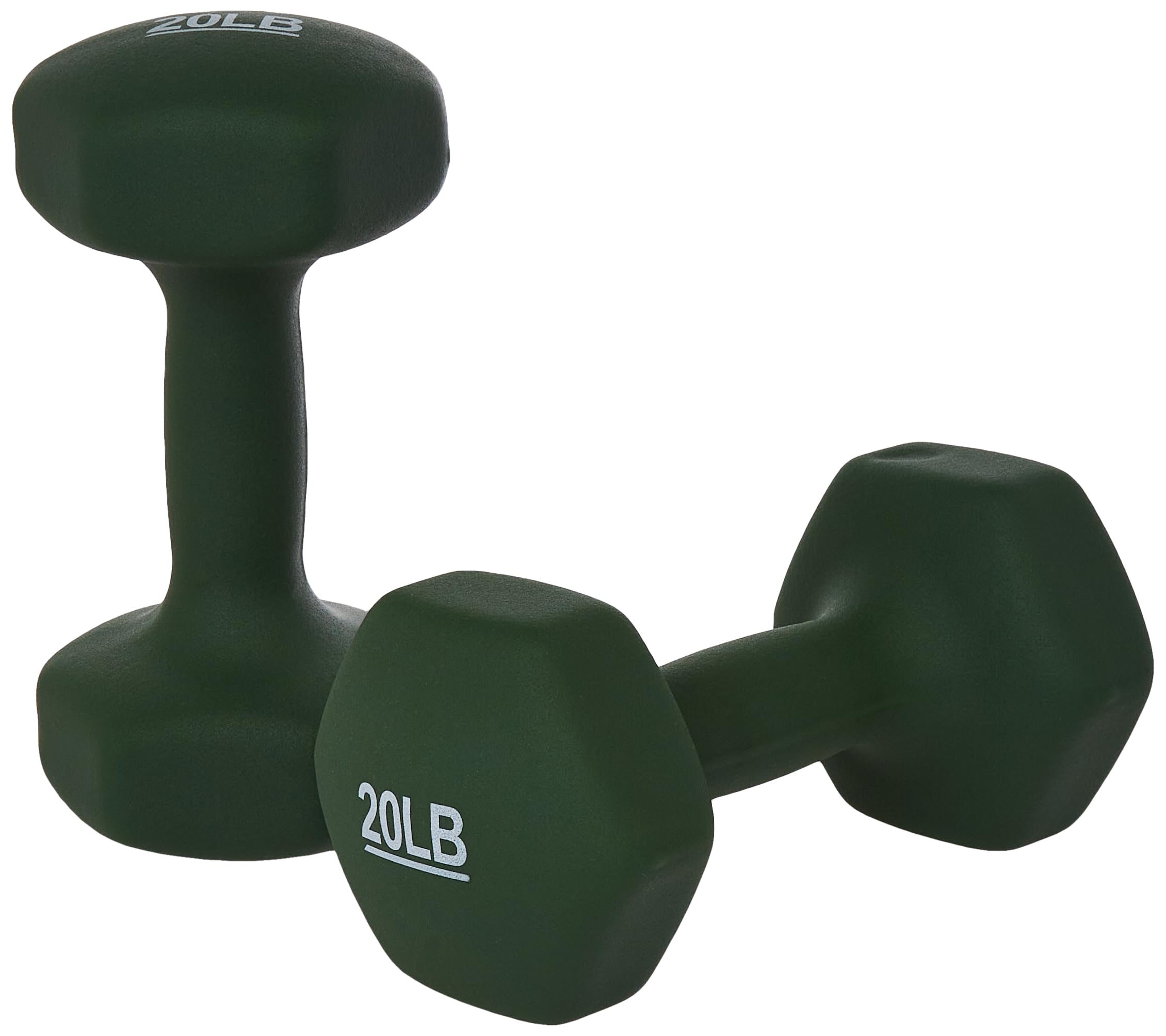Amazon Basics Neoprene Dumbbell Hand Weights - 2/5/10/15/20 lb Set for Home Gym, Strength Training & Fitness Workouts - Non-Slip Grip for Women & Men - Perfect for Yoga, HIIT, Cardio & Weight Lifting