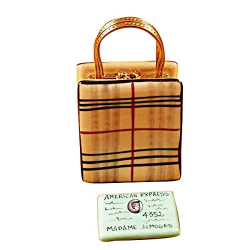 Authentic Limoges Porcelain Figurine Box from France - Elegant Designer Shopping Bag - Perfect for Collectors, Home Decor & Luxury Gifts