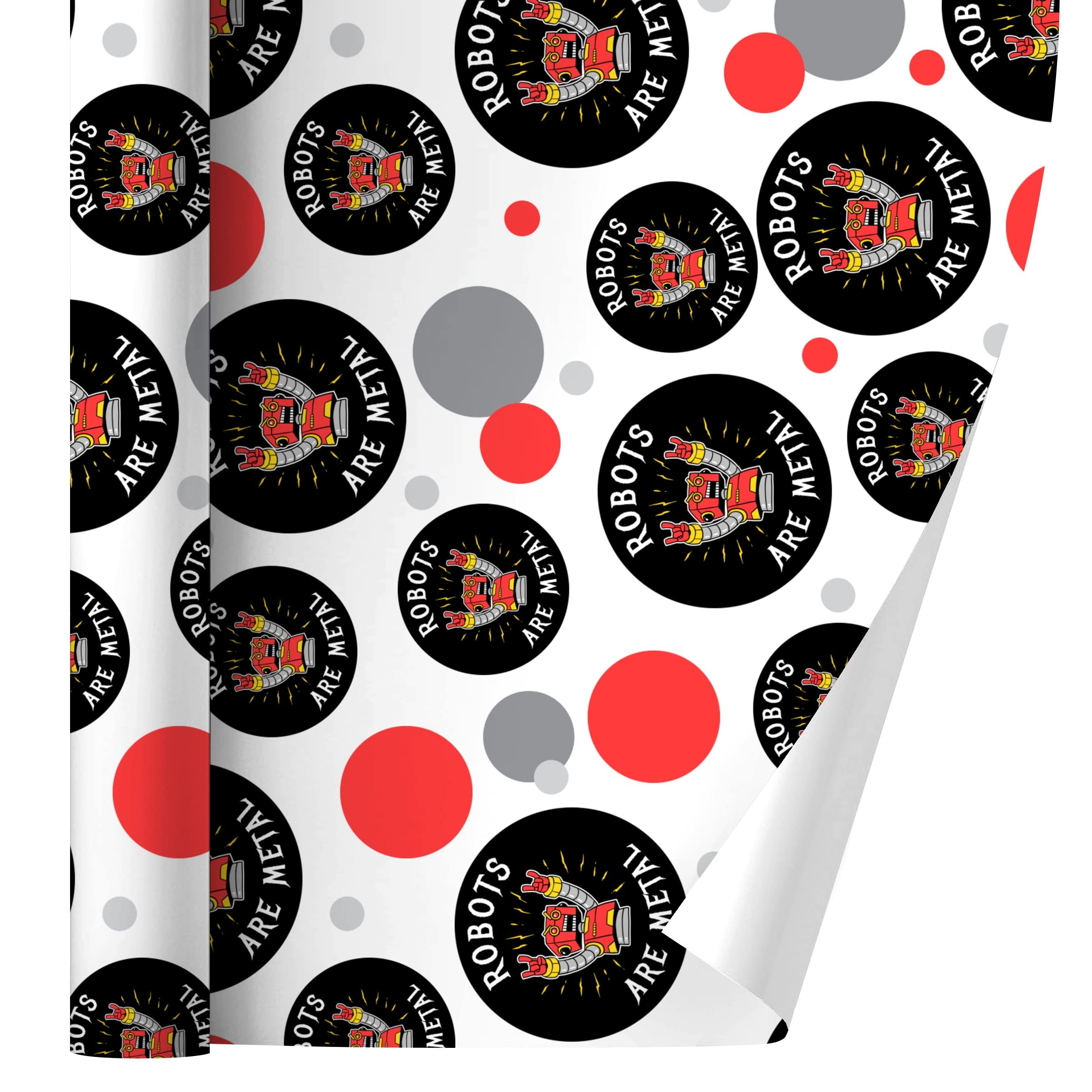 Robots Metal Rock Funny Humor Gift Wrap Paper Roll - Perfect for Birthday, Christmas Gifts & Party Decorations