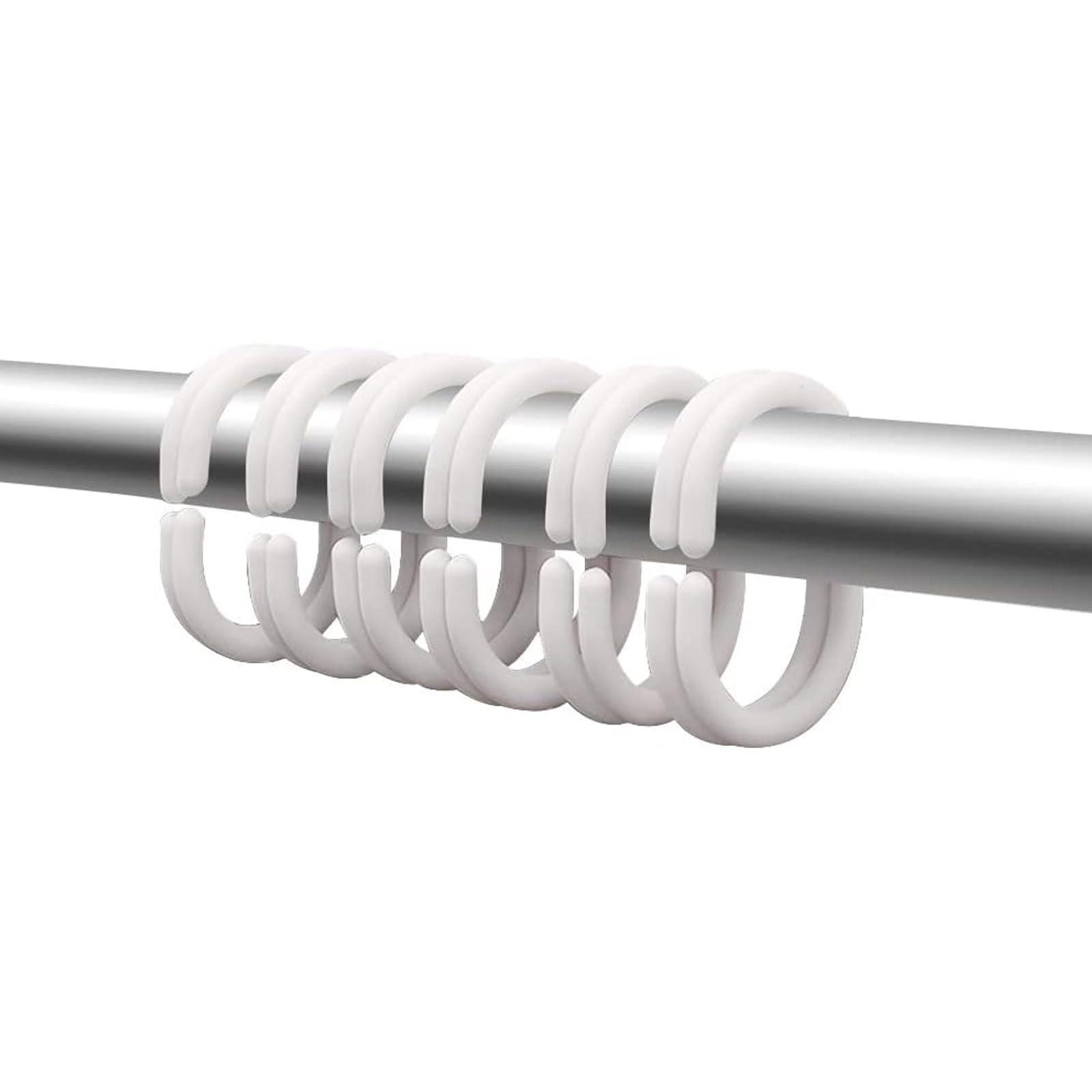 White Plastic Shower Curtain Hooks - 12 Pack Bathroom Shower Rod Rings with Rustproof Design for Window & Shower Curtains - Perfect for Bathroom, Dorm, RV and Apartment Decor