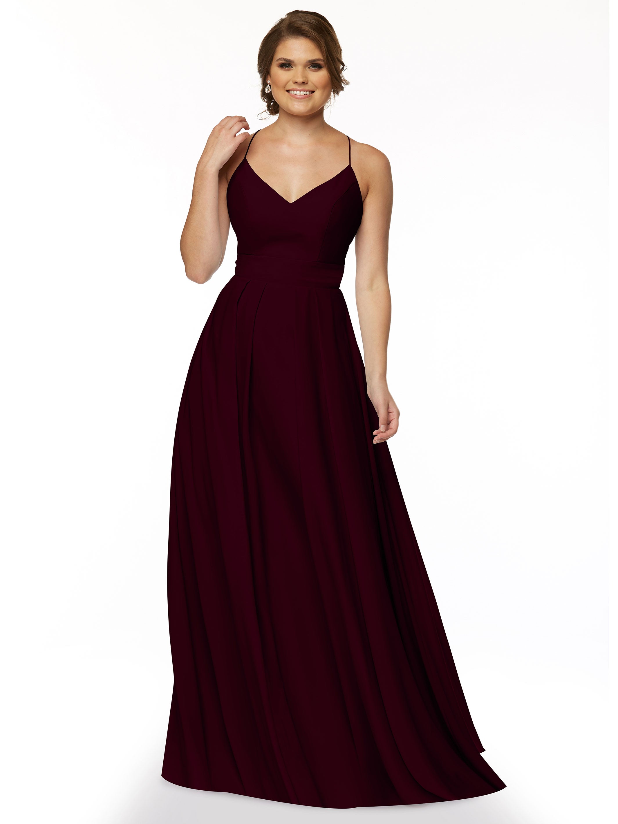 Elegant 83027 Simple Stretch Chiffon A-Line Bridesmaid Dress with Pleats - Perfect for Weddings, Formal Events & Special Occasions