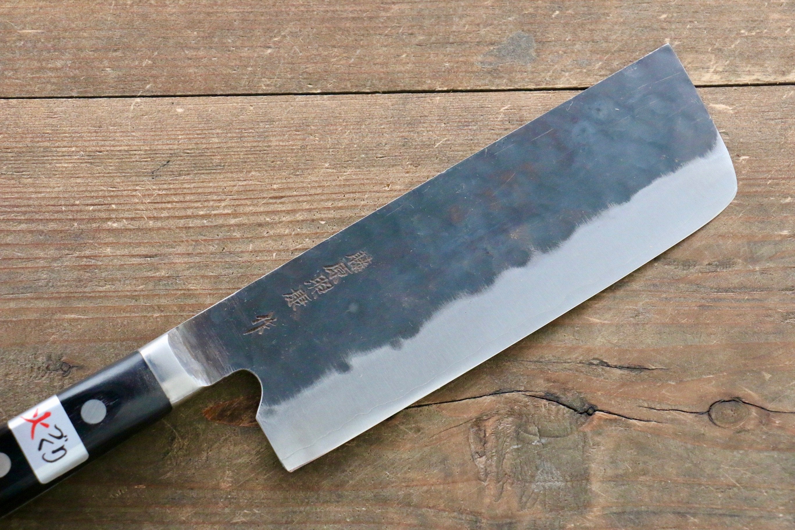 Premium Fujiwara Teruyasu Denka Blue Super Nakiri Knife 165mm - Black Pakkawood Handle - Japanese Kitchen Knife for Slicing Vegetables, Herbs & Sushi Prep - Professional Chef & Home Cooking Essential