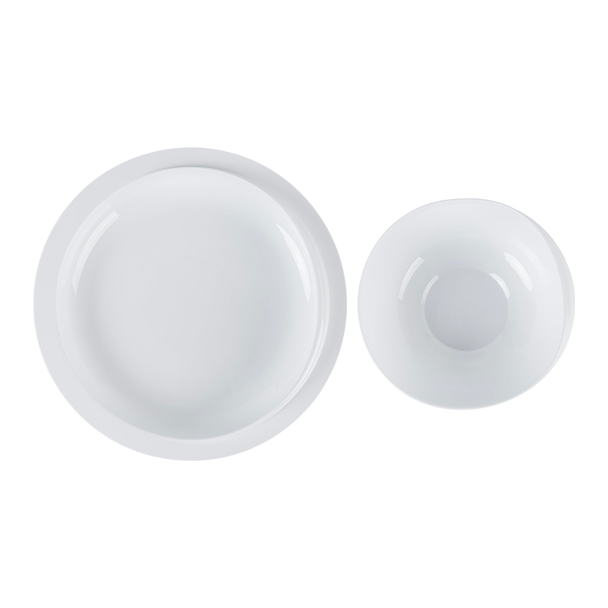 Adapt Tek Round White Plastic 2-Piece Scoop Plate & Bowl Set with Spillproof Design & Suction Base - Includes 1 Plate + 1 Bowl - Perfect for Babies, Toddlers & Kids Mealtime at Home or Travel