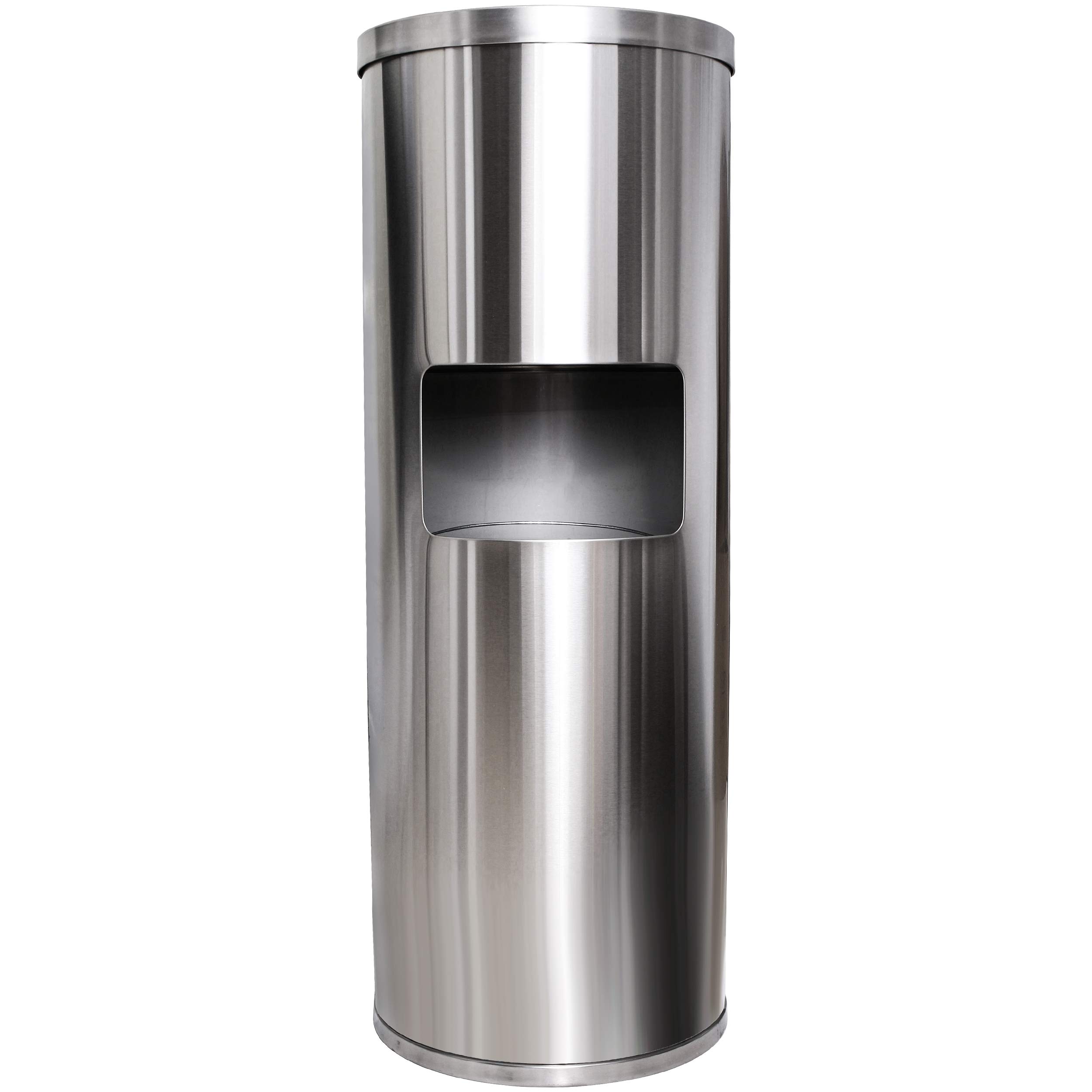Stainless Steel Floor Stand Wipe Dispenser with Built-in Trash Can - Sanitizing & Disinfecting Wipe Refill Roll Holder - Heavy Duty Commercial Use for Gyms, Schools, Offices, Hospitals & Public Facilities - Ideal for Hygiene Maintenance & High-Traffic Areas