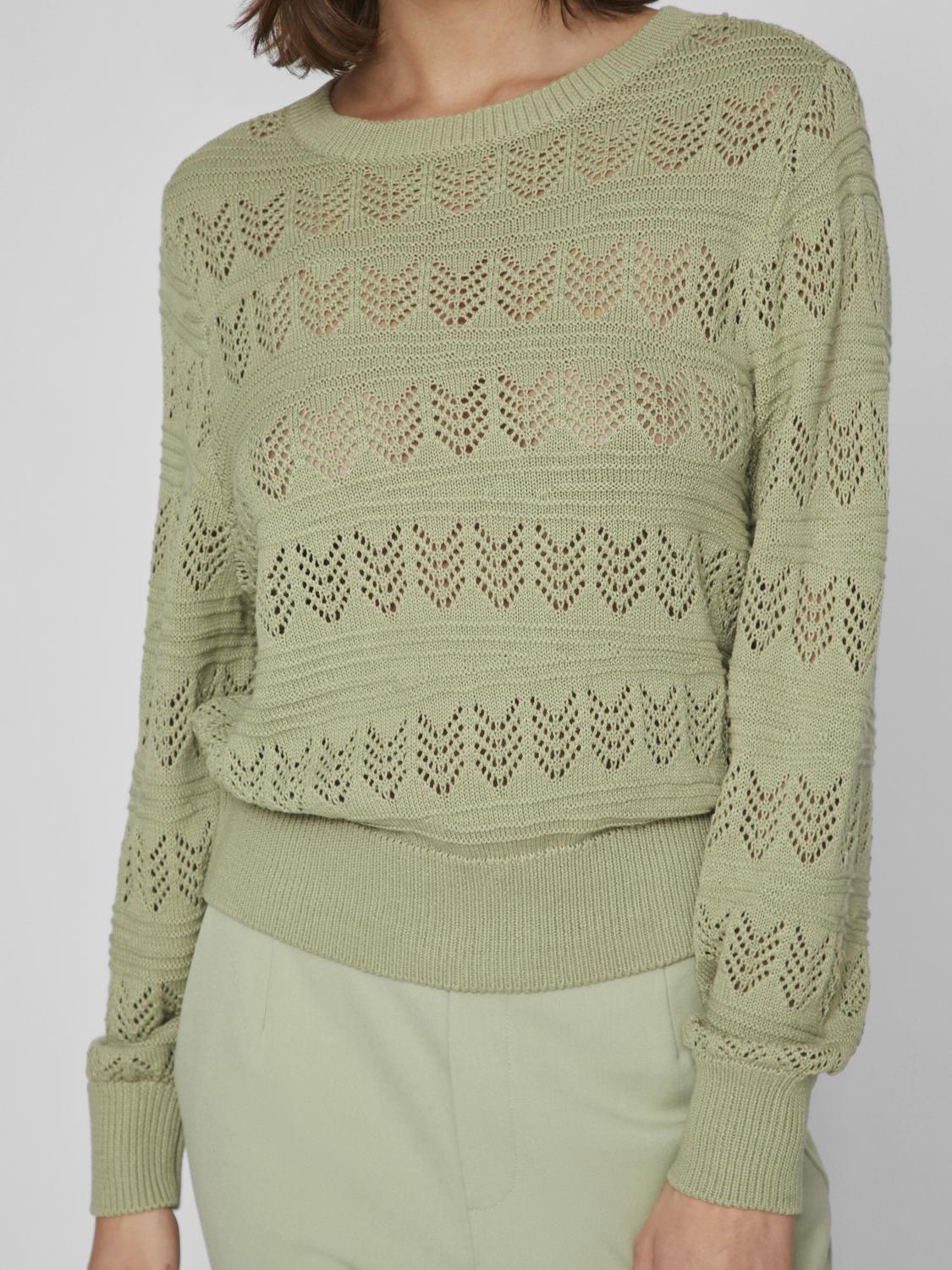 Cathy Pointelle Knit Top Women's Lace Sweater - Swamp Green Casual Pullover for Spring & Fall | Perfect for Office Wear, Date Nights & Weekend Outfits