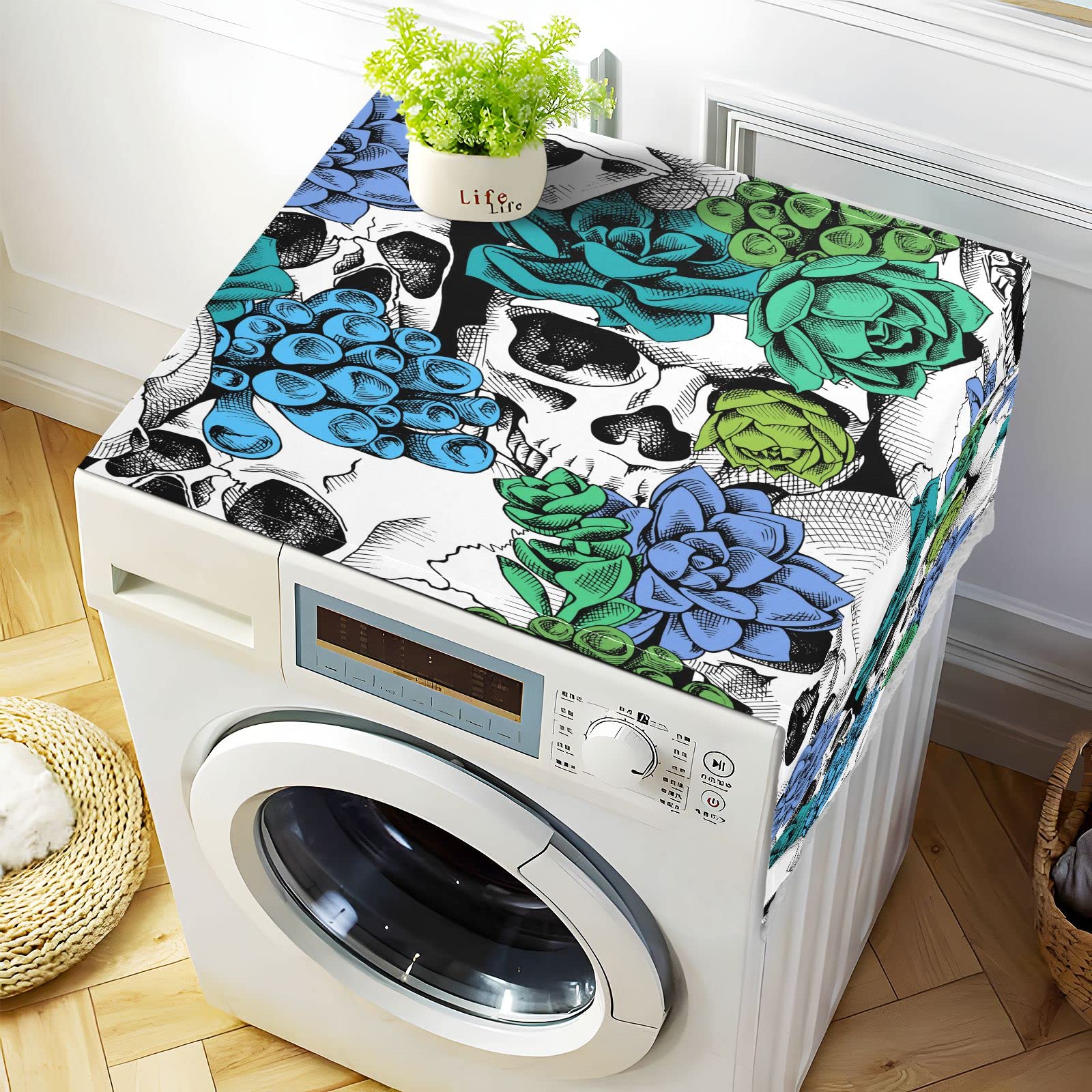 Halloween Skull Succulent Plant Washing Machine Cover - 51