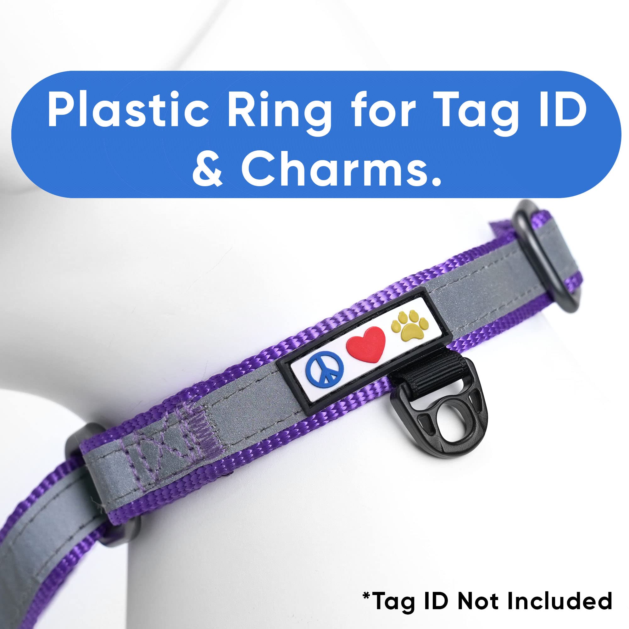Custom Embroidered Reflective Martingale Dog Collar with Name & Phone Number - Adjustable for Small, Medium & Large Dogs - Medium Purple - Perfect for Training, Walks & Nighttime Safety