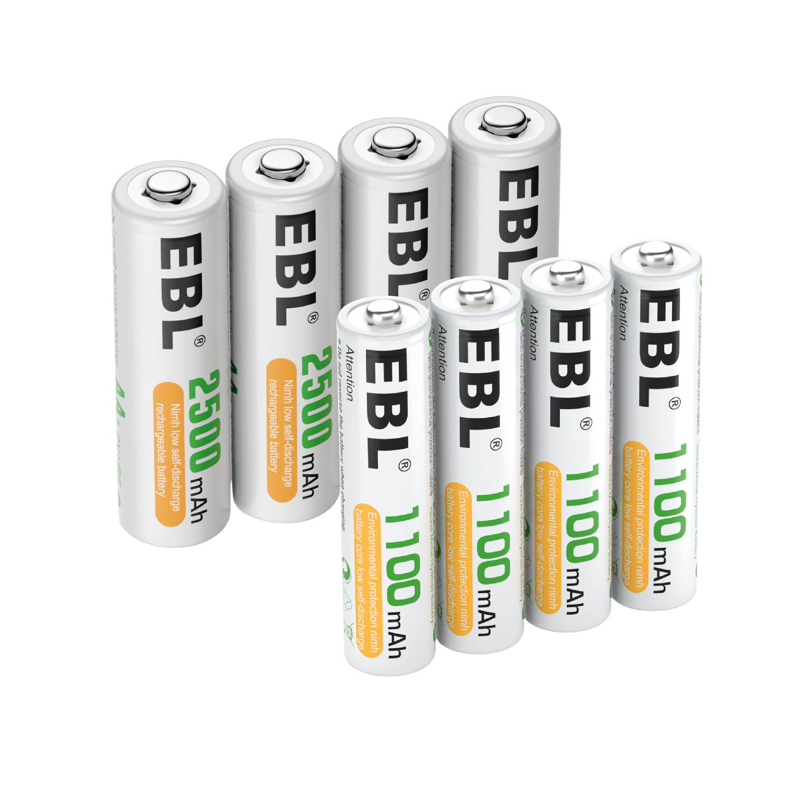 EBL AA AAA Rechargeable Batteries 16-Pack with USB Charger - High Capacity NiMH Batteries for Cameras, Toys, Flashlights & More - Long Lasting Power Solution