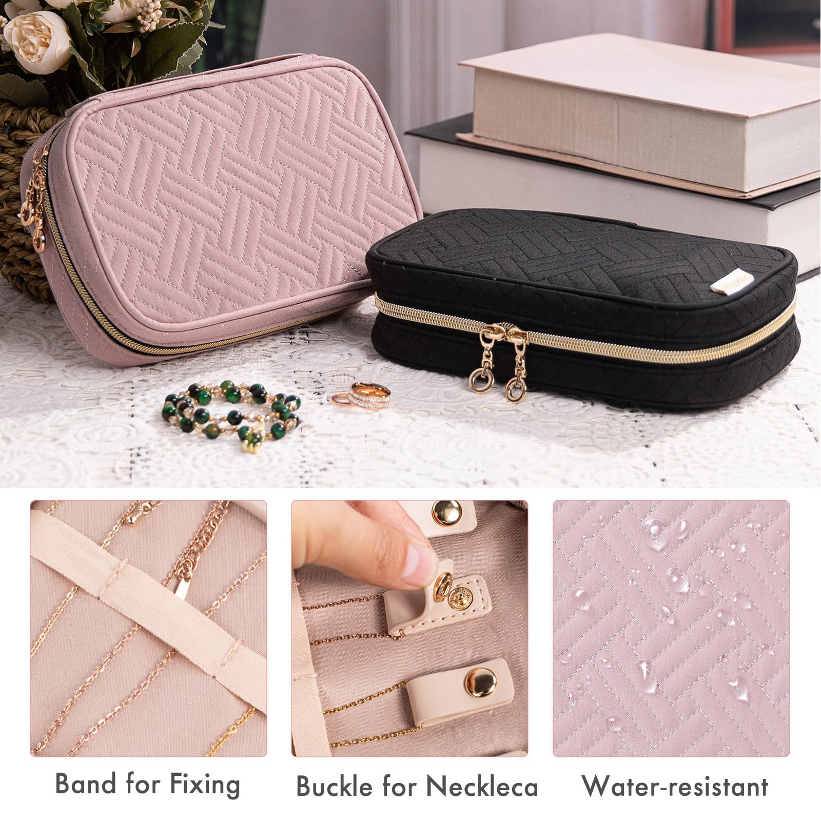 Premium Travel Jewelry Organizer Case - Tangle-Free Jewelry Holder for Necklaces, Earrings, Rings & Bracelets - Compact Jewelry Storage for Women - Perfect for Vacations, Business Trips & Daily Use
