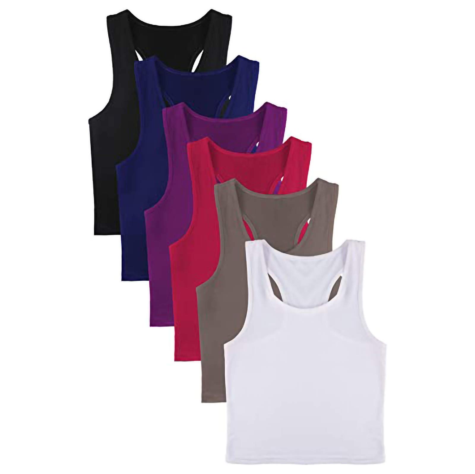 4-Piece Women's Sleeveless Crop Top Set - Black & Red Sporty Tank Tops for Gym, Yoga & Summer Outfits