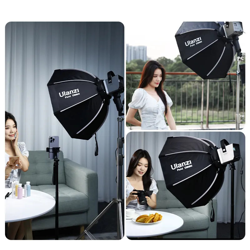Ulanzi 40cm / 60cm Quick Release Octagonal Softbox with Mini Bowens Mount - Professional Photography Lighting Diffuser for Studio, Portrait, and Product Photography