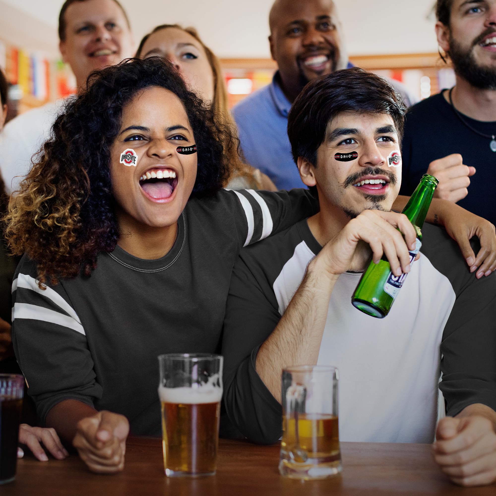 NCAA Vertical Tattoo Peel & Stick Temporary Tattoos - Eye Black Stickers for Sports Fans - Perfect for Game Day, Halloween Costumes & Team Spirit Events