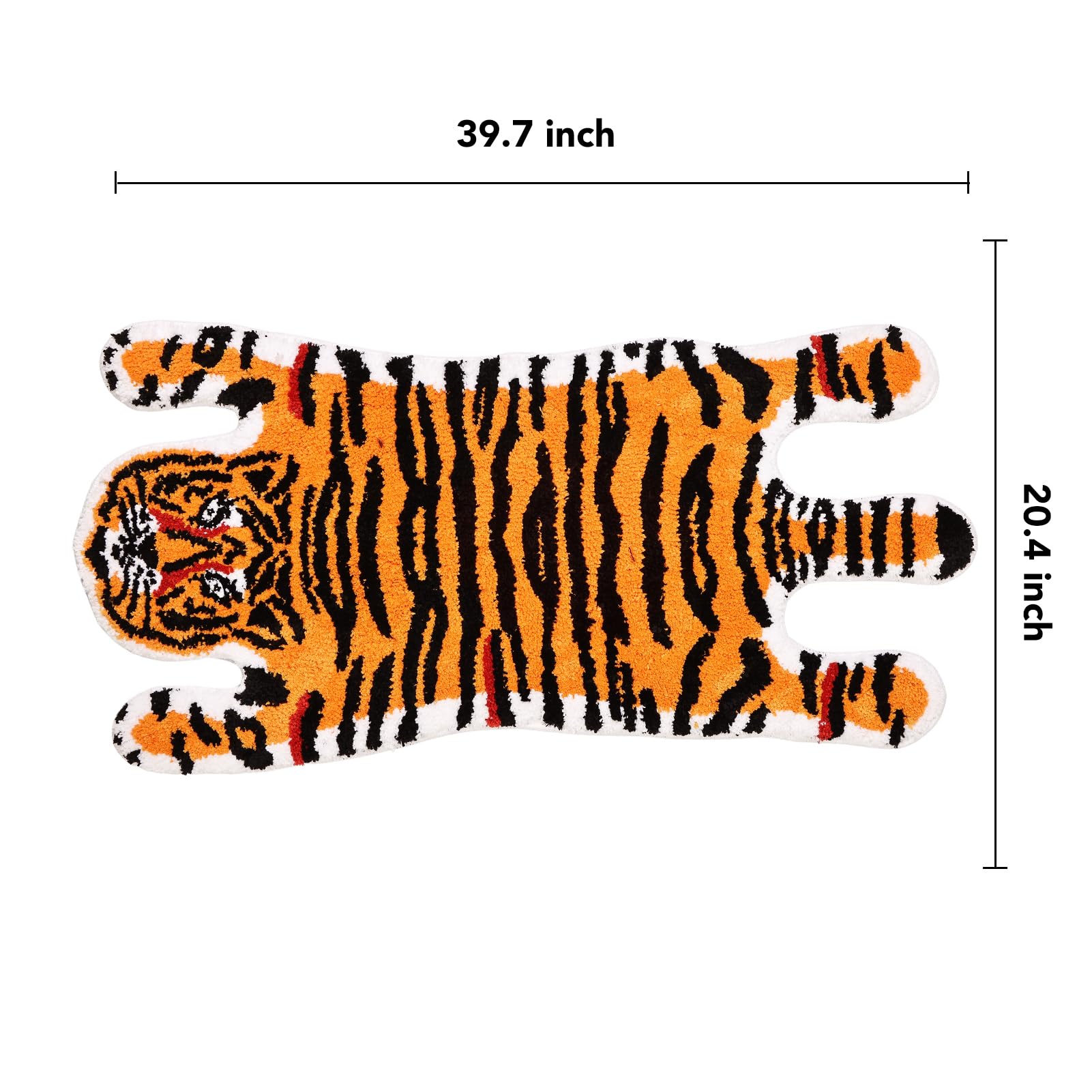 Panstar Non-Slip Tiger Bath Mat - Super Absorbent Plush Cartoon Animal Shaped Bathroom Rug for Kids & Adults, Soft Orange Yellow Tiger Design - Perfect for Bathroom, Shower, and Bathtub Safety