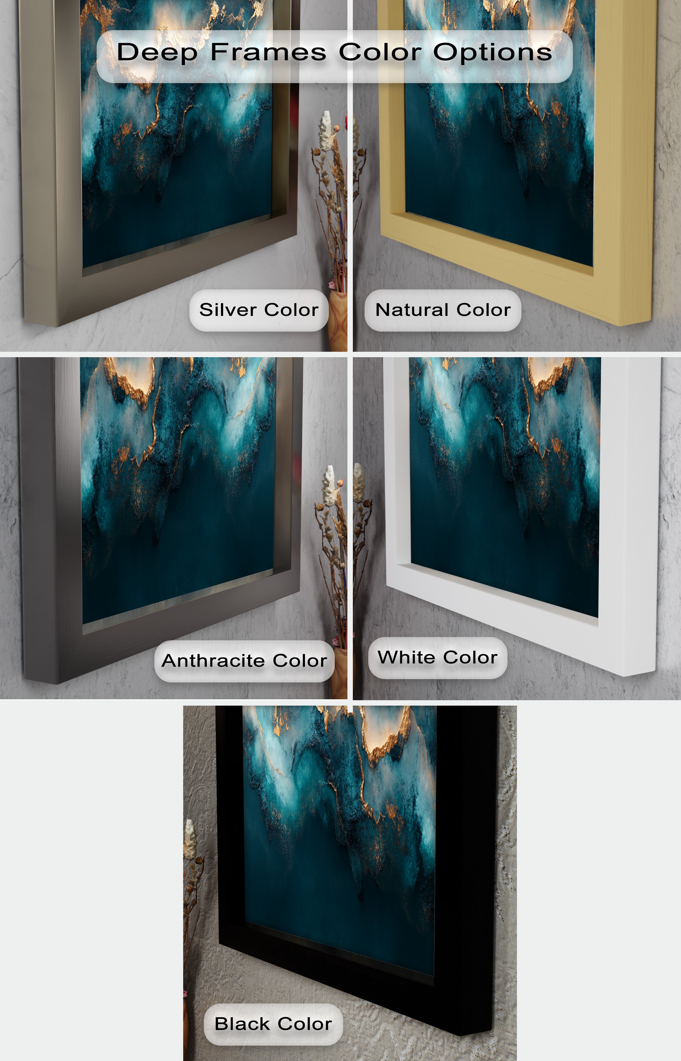 Abstract Blue and Gold Swirls Oil Painting - Modern Luxury Wall Art for Living Room, Bedroom & Office Decor