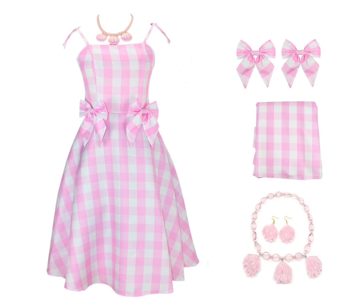 Barbie Movie Pink Cosplay Dress for Women - Official Barbie Halloween Costume & Party Outfit - Perfect for Halloween, Cosplay Events, and Themed Parties
