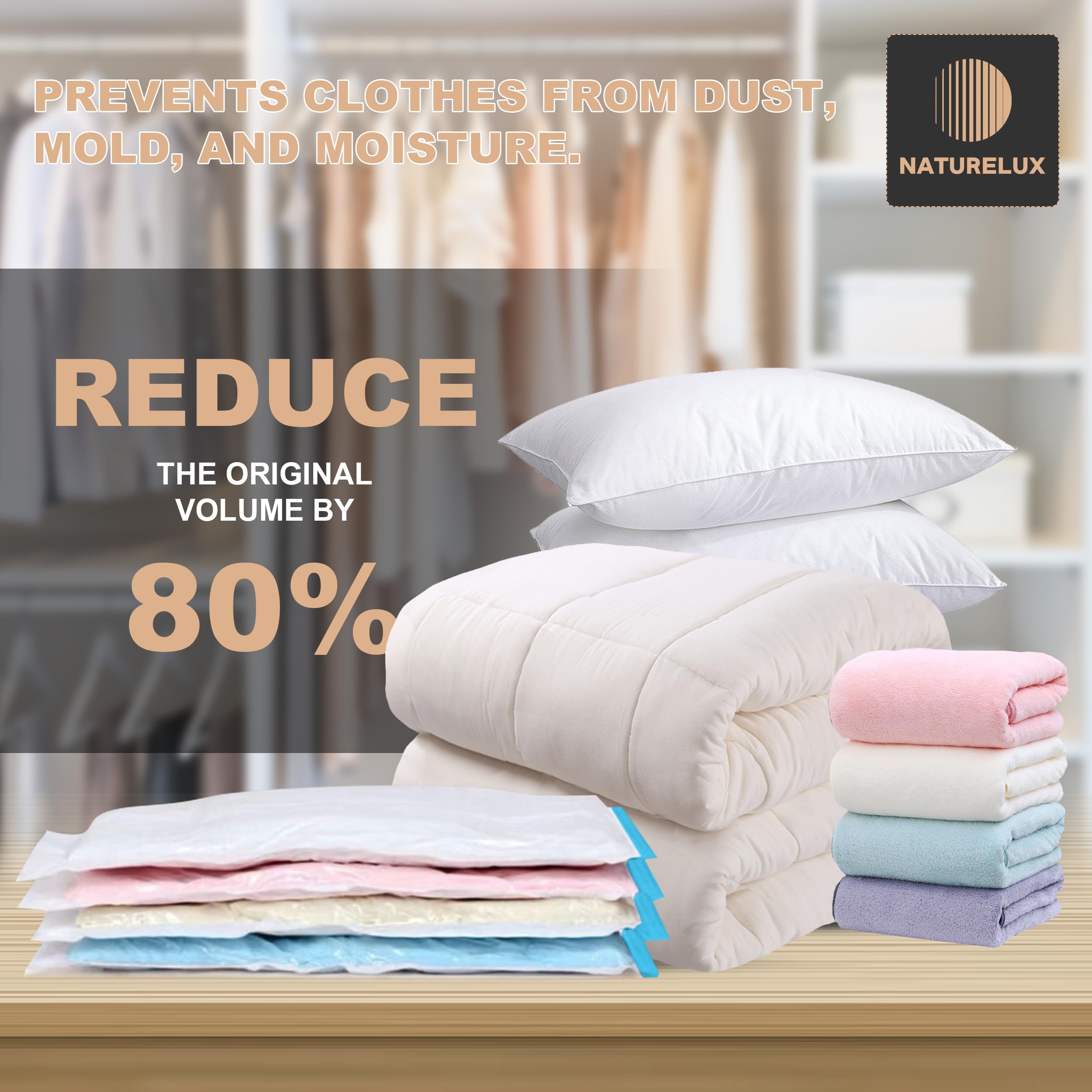 20-Pack Vacuum Storage Bags with Hand Pump - Space Saving Vacuum Sealed Bags for Clothes, Comforters & Blankets (4 Jumbo/4 Large/4 Medium/8 Small) | Perfect for Seasonal Storage, Travel & Home Organization