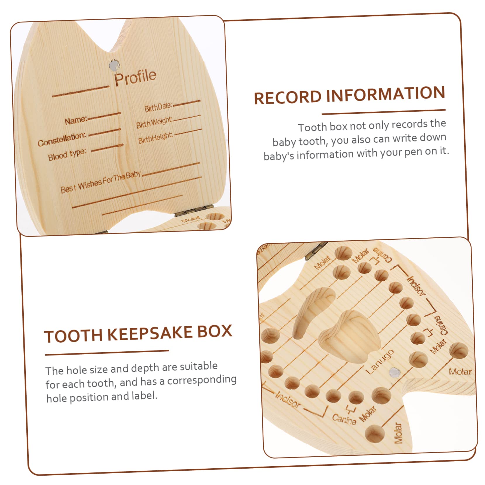 Hoement Box - Teeth Storage Box for Kids, Children's Books & Wooden Umbilical Cord Keepsake Organizer - Perfect for Baby Memory Preservation, First Tooth Collection, and Nursery Decor