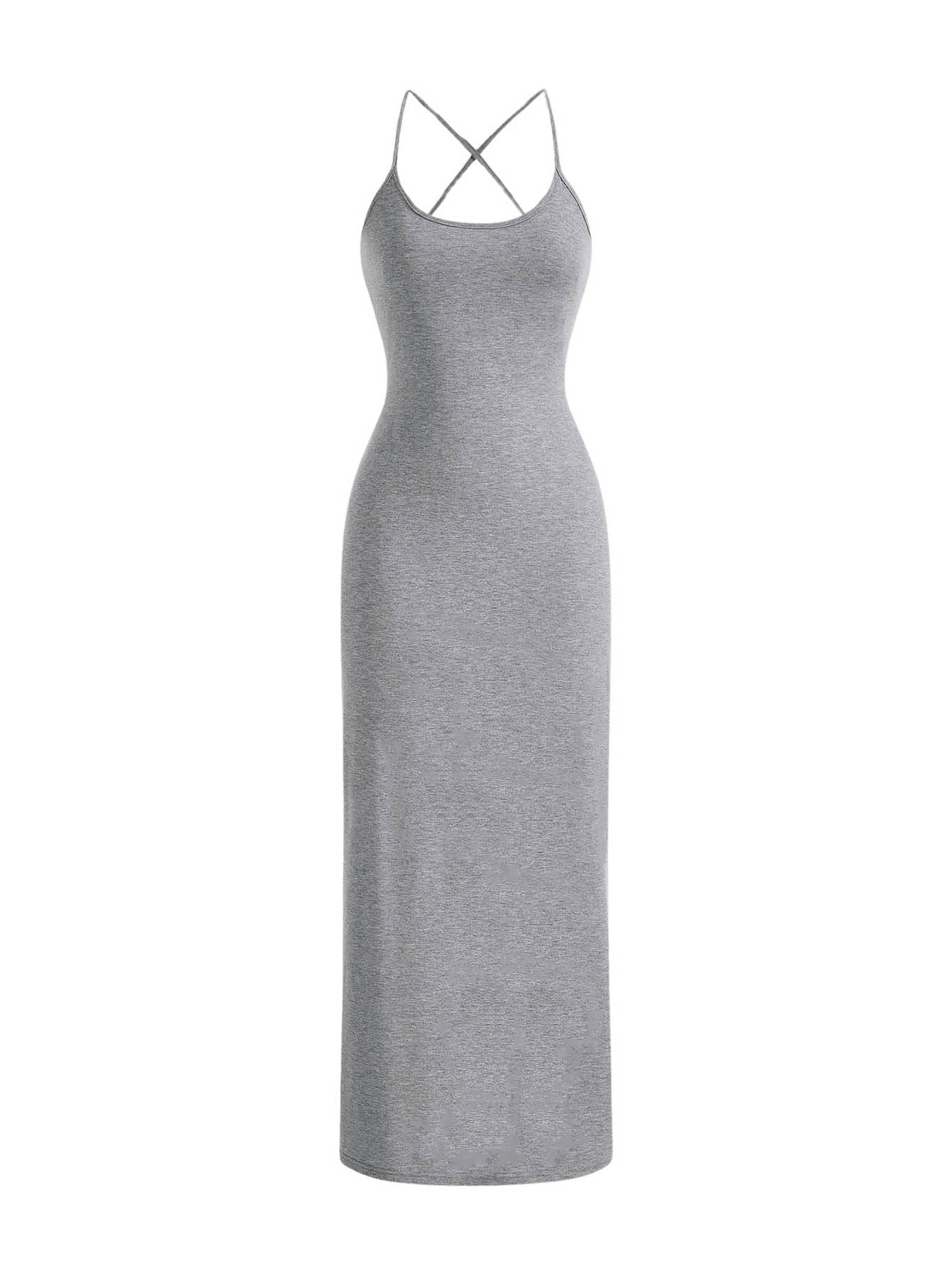 SOLY HUX Women's Criss Cross Tie Backless Bodycon Cami Dress - Sexy Summer Long Sleeveless Mini Dress for Night Out, Party, Club, Date Night & Casual Wear