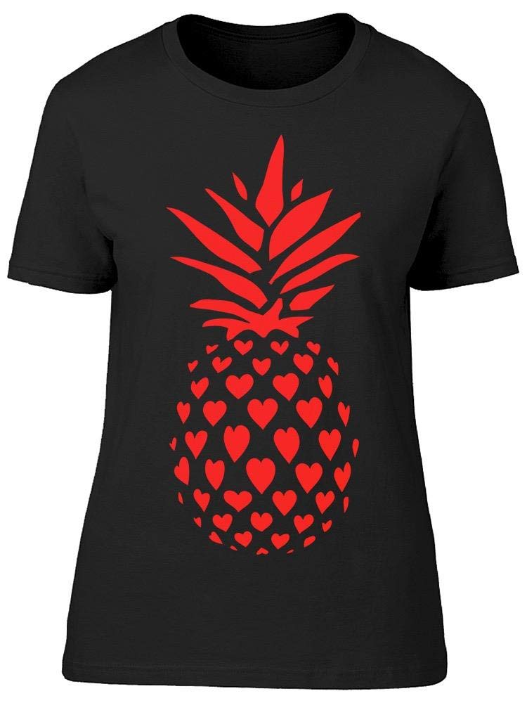 Heart Pineapple Print Women's T-Shirt - Trendy Summer Casual Top for Beach Outings & Vacation Wear