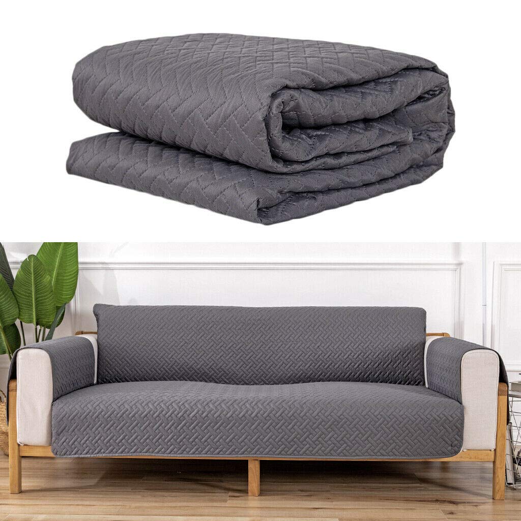 Soft Brushed Sofa Slipcover for Recliner & Couch - Stretchable Furniture Protector for Kids & Pets (190x196cm, Gray) - Perfect for Living Room, Family Room & Pet-Friendly Homes