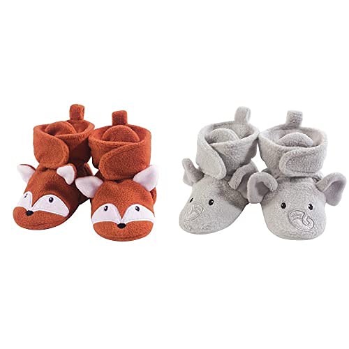 Cozy Fleece Booties for Baby Boys 6-12M - Fox & Elephant Design for Winter Comfort
