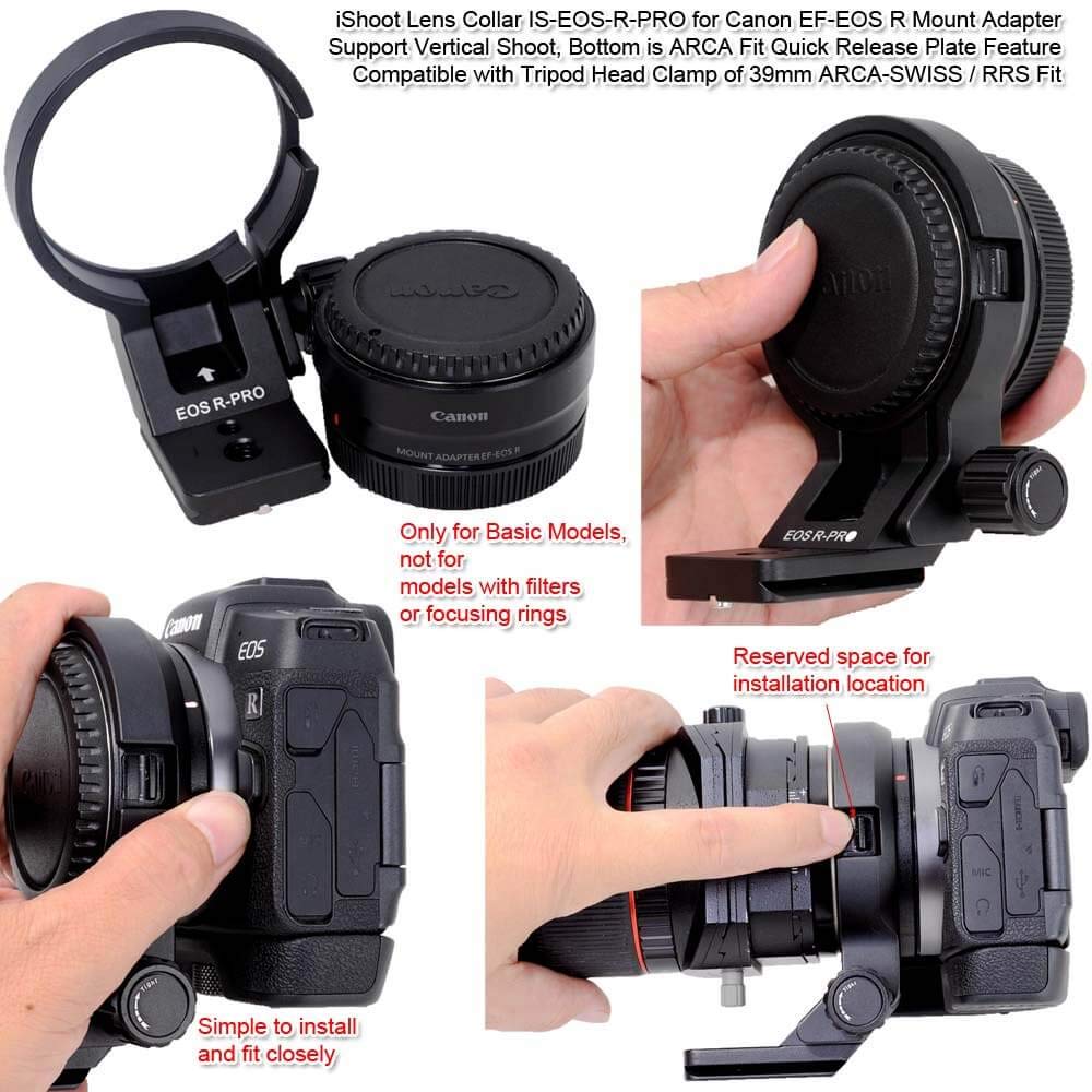 Canon EF to EOS R Mount Adapter Ring with Arca-Swiss Quick Release Plate - iShoot Lens Collar Tripod Mount for DSLR Cameras | Perfect for Landscape, Portrait & Studio Photography
