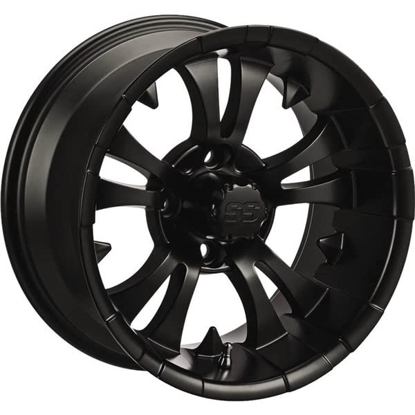 Premium 10-Inch Golf Cart Wheels - Ocelot E118 Black 10x7 Rims (4/4 Bolt Pattern) - Durable Golf Cart Accessories for Enhanced Performance - Perfect for Golf Courses, Resorts & Private Communities