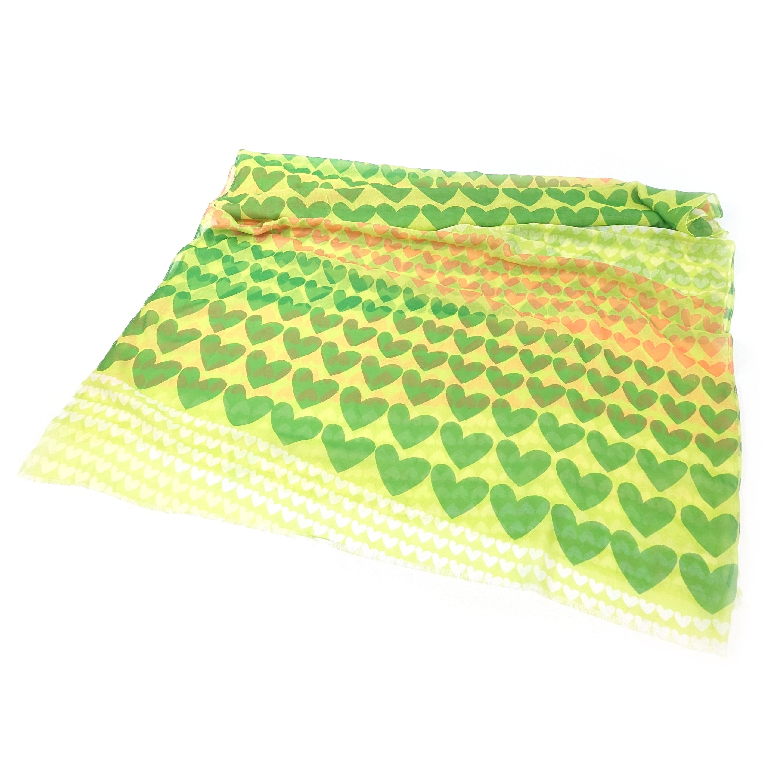 Gradient Heart Scarf - Soft & Stylish Lemon Grass Color (50x180cm) - Perfect for Winter Fashion, Gift Giving & Outdoor Activities