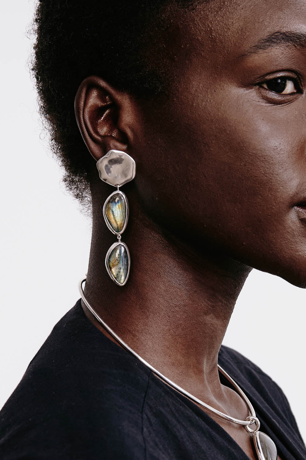 Yasmine Labradorite Tiered Drop Earrings for Women – Elegant Boho Jewelry for Parties, Weddings & Everyday Wear