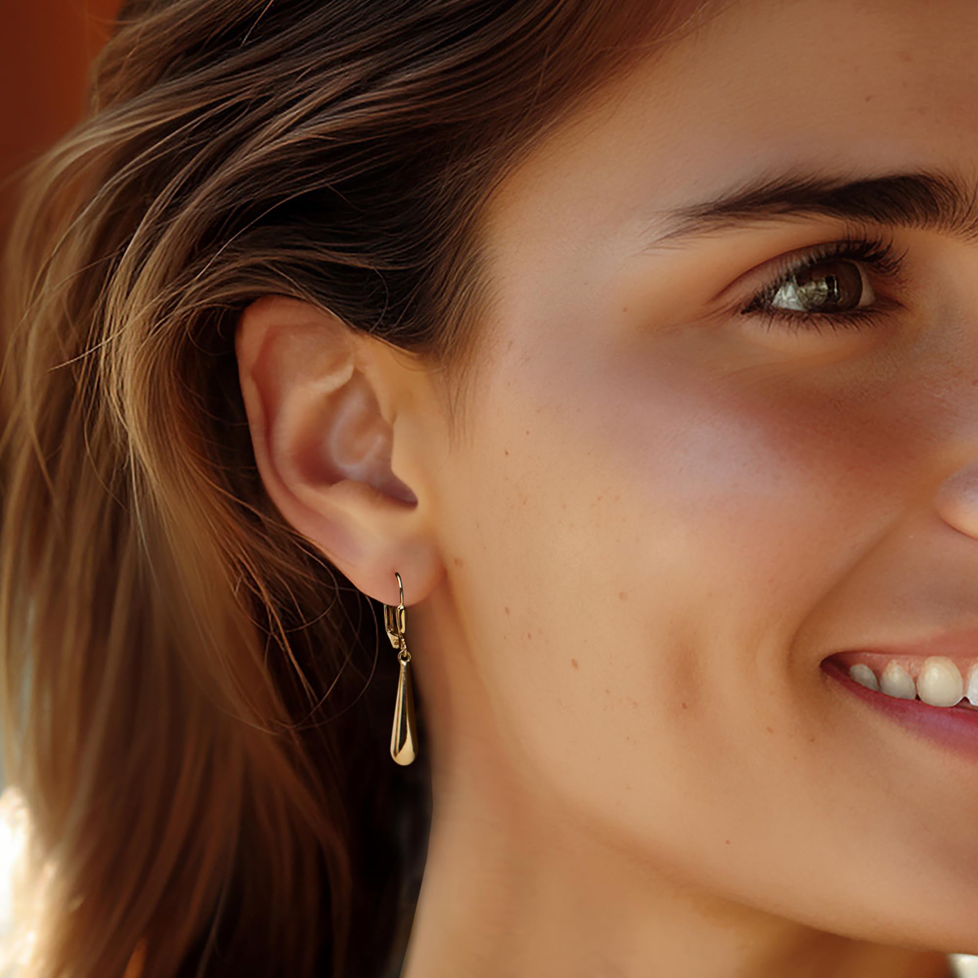 14kt Yellow Gold Teardrop Earrings for Women - Elegant Dangling Drop Earrings | Perfect for Weddings, Parties & Special Occasions