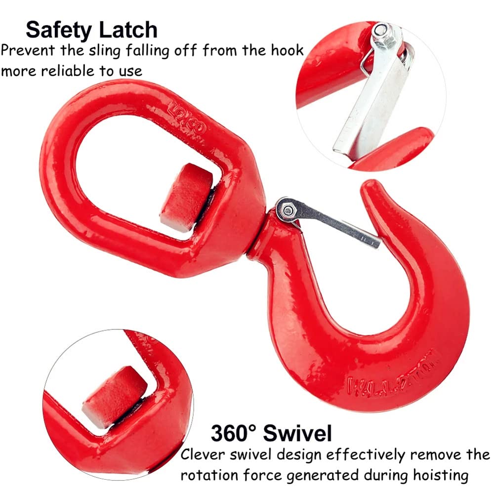 7 Ton Heavy Duty Swivel Lifting Hook with Safety Latch - Crane Rigging Hook for Construction, Marine, and Industrial Lifting Applications (7T)