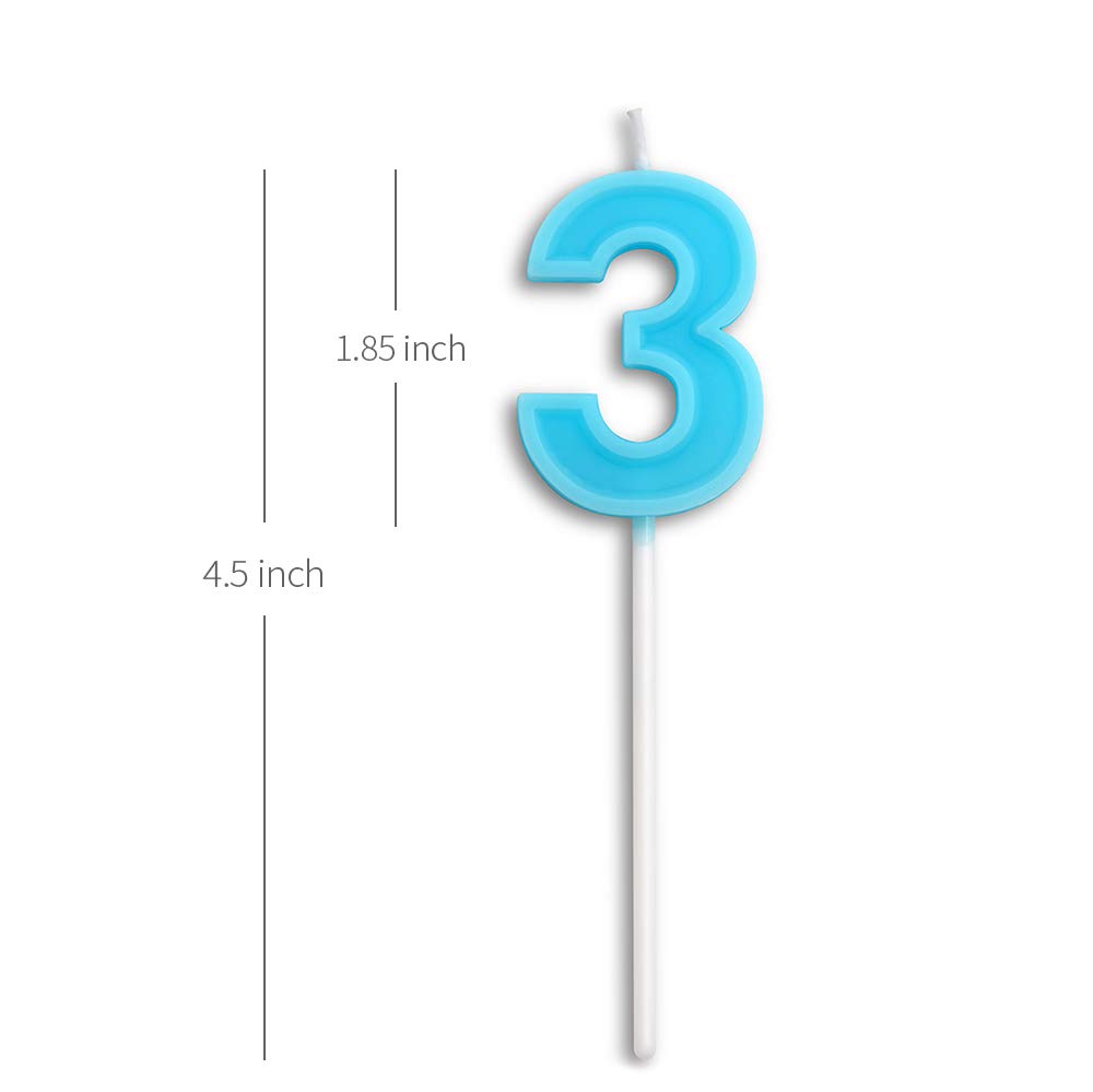 Number 3 Birthday Candles - Cute Blue Happy Birthday Cake Toppers for Party Decorations | Perfect for Kids Birthday Cakes, Cupcakes & Celebration Desserts