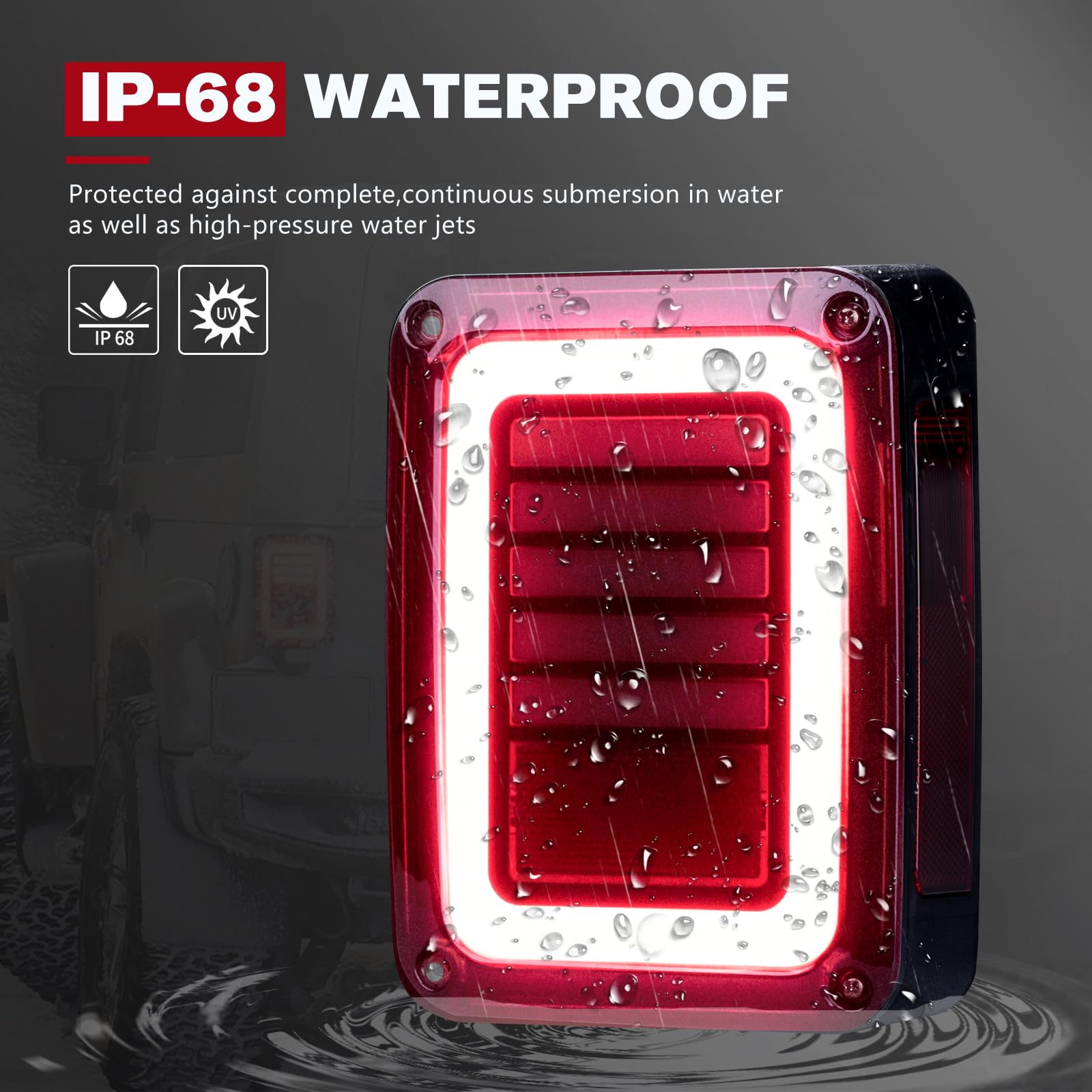 Upgraded LED JK Tail Lights for 2007-2018 Jeep Wrangler JK - Smoked Rear Tail Lights with Turn Signal, Running/Brake & Reverse Lights (2PCS) - Perfect for Off-Roading & Night Driving