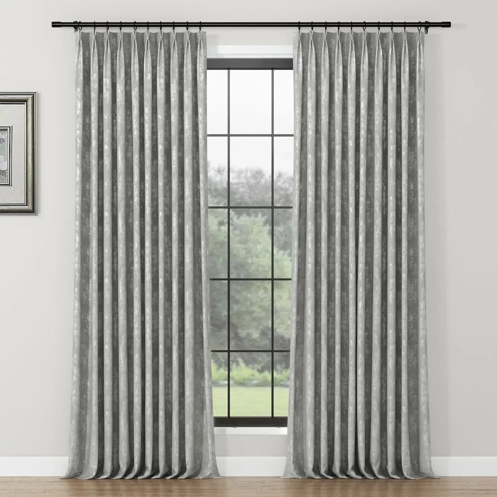 Lydia Rove Jacquard Pleated Curtains for Living Room & Bedroom - Elegant Window Treatments for Home Decor