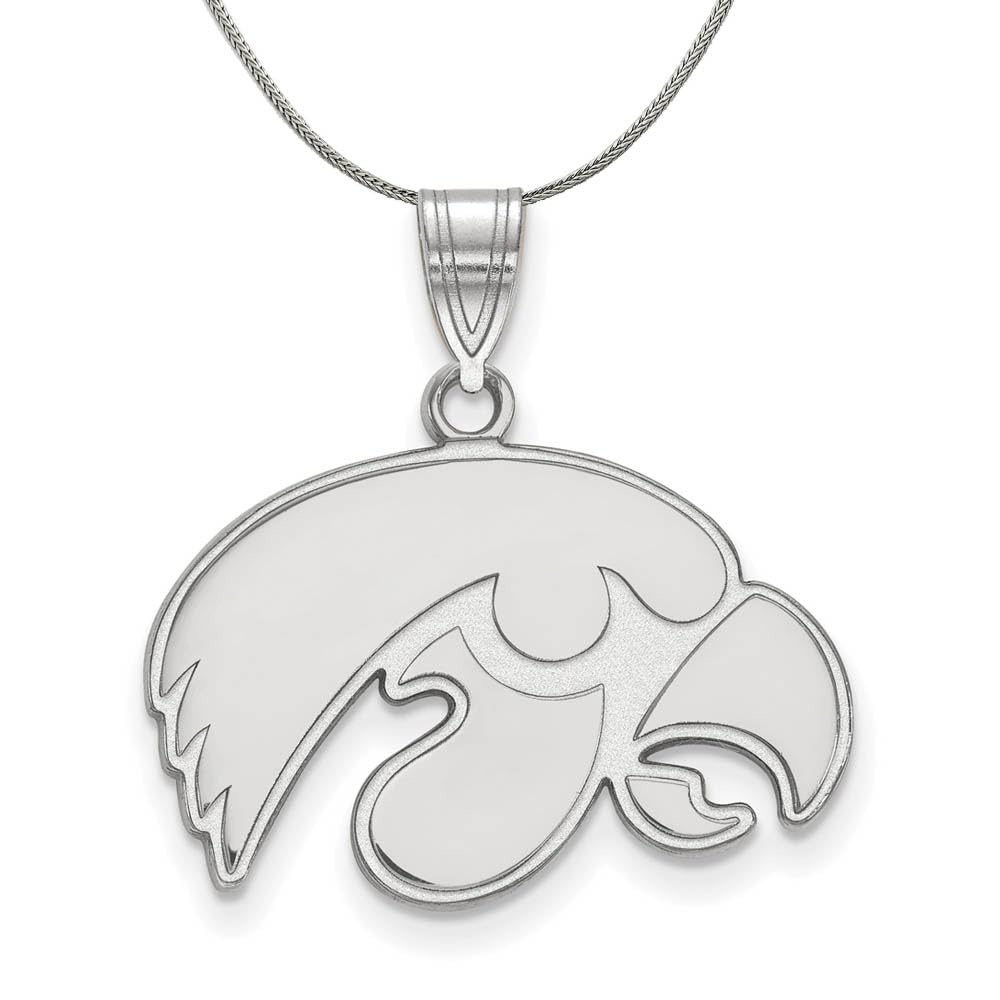 University of Iowa Sterling Silver Black Bow Medium Necklace - Perfect for Graduation Gifts & Hawkeye Fan Jewelry