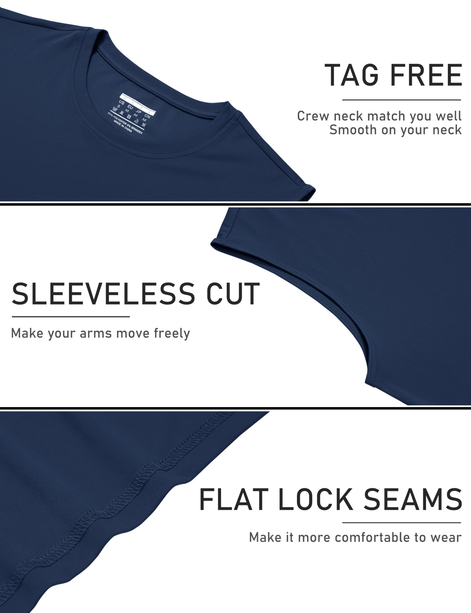 TACVASEN Men's Quick Dry Sleeveless Shirt - UPF 50+ Sun Protection Athletic Tank Top for Gym, Workout & Outdoor Activities | Moisture Wicking Muscle Shirt for Running, Hiking & Summer Sports