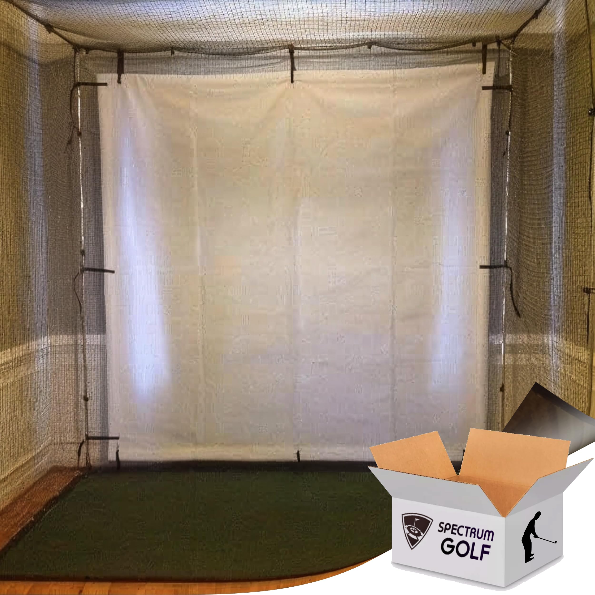 SPECTRUM GOLF SIMULATORS 10x10x5.75ft Golf Practice Cage with Durable Net & HD Screen - Perfect for Indoor/Outdoor Golf Training & Home Simulator Setup