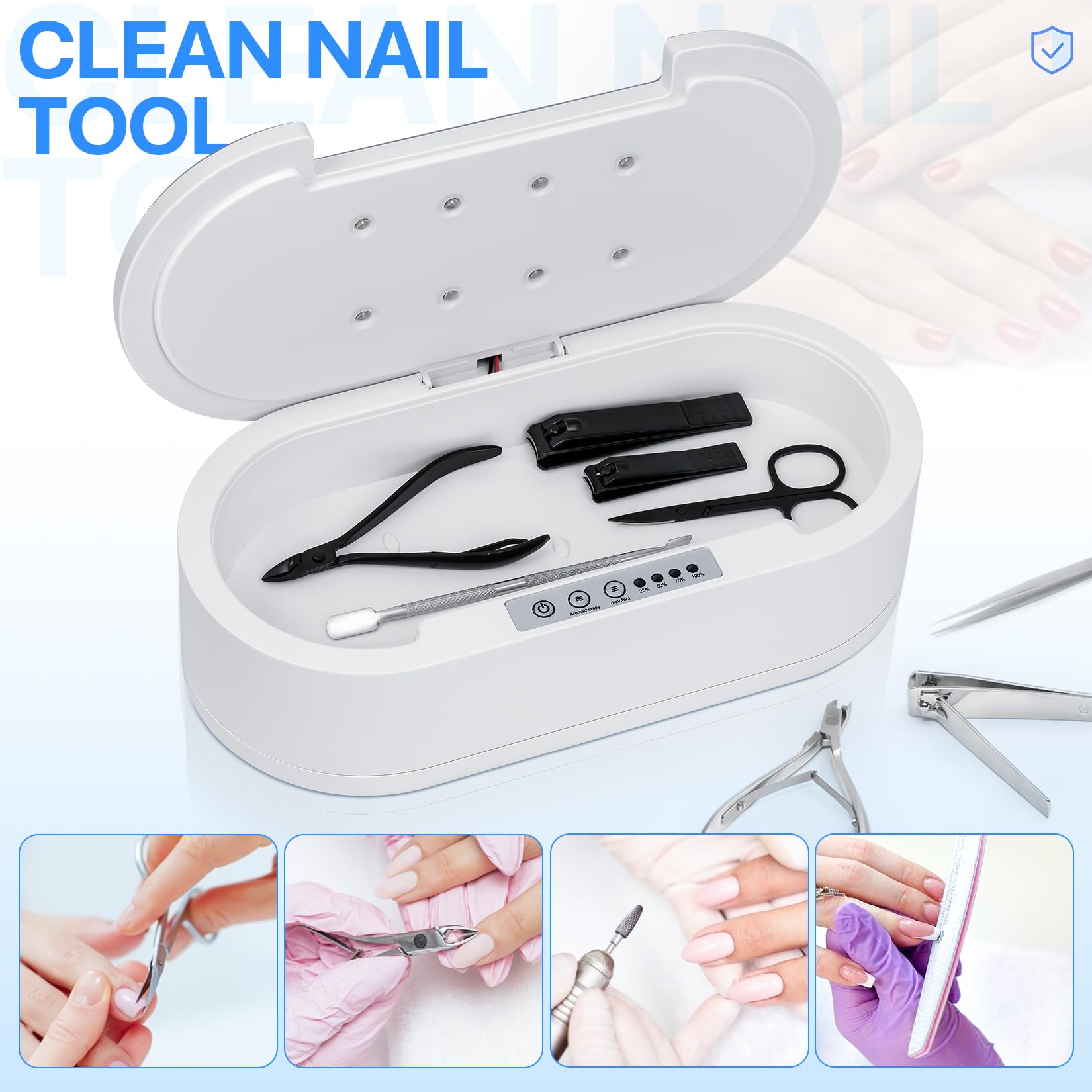 UV Nail Tool Sterilizer Box - Portable Aromatherapy Sanitizer for Manicure Salon, Jewelry, Phone & Makeup Accessories | Disinfect Nail Clippers, Files & Beauty Tools with Germicidal Light - Perfect for Home, Spa & Professional Use