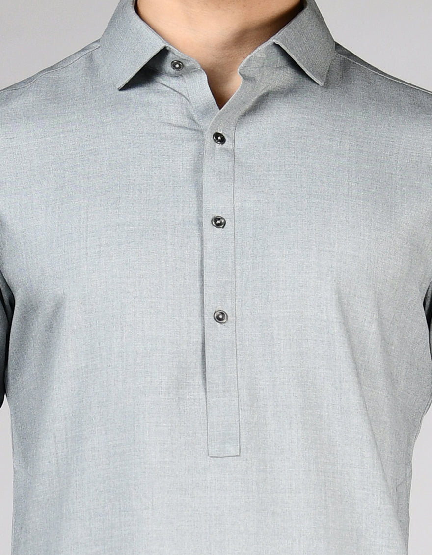Elegant Blended Grey Shalwar Kameez by J. Junaid Jamshed - Traditional Pakistani Outfit for Men - Perfect for Weddings, Eid & Special Occasions