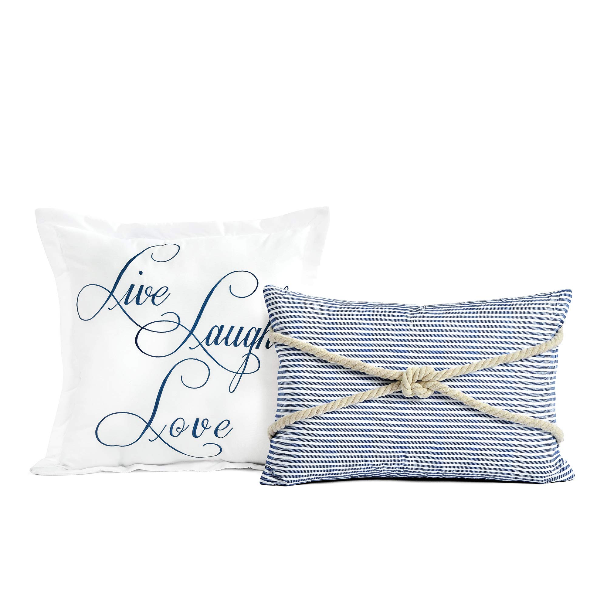 Lush Decor Harbor Life Reversible 7-Piece King Quilt Set - Indigo Striped Nautical Design with Sea Life Print | Coastal Bedroom Decor for Beach Houses, Guest Rooms & Vacation Homes