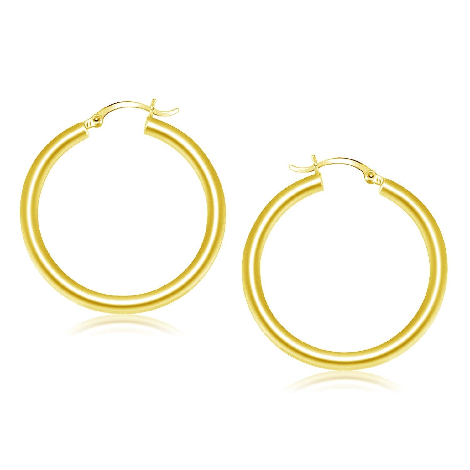 14K Yellow Gold Polished Hoop Earrings for Women - 40mm Classic Circle Dangle Earrings - Perfect for Everyday Wear, Parties & Special Occasions