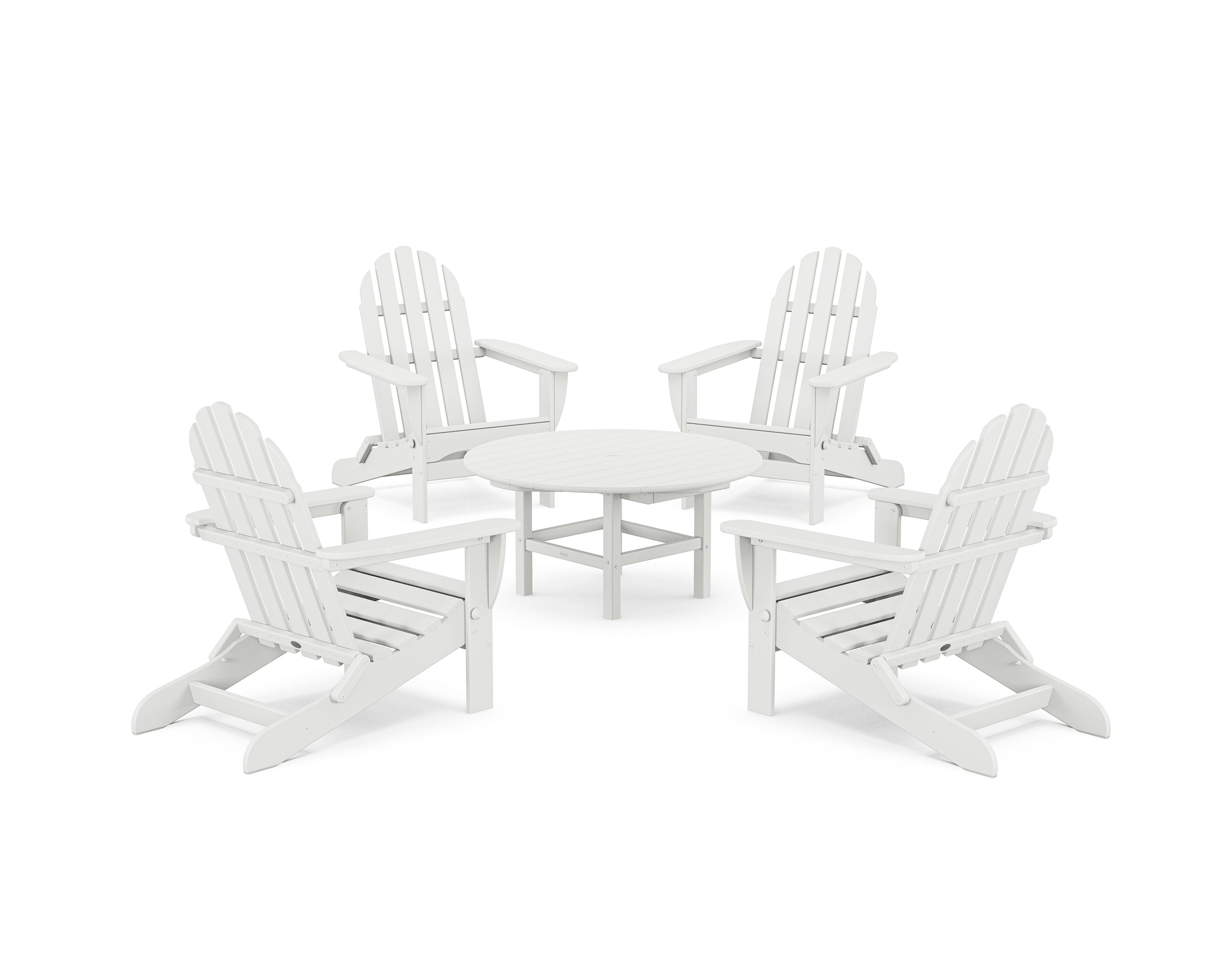 POLYWOOD Classic Folding Adirondack 5-Piece Outdoor Patio Conversation Set - Perfect for Backyard, Poolside, and Garden Relaxation