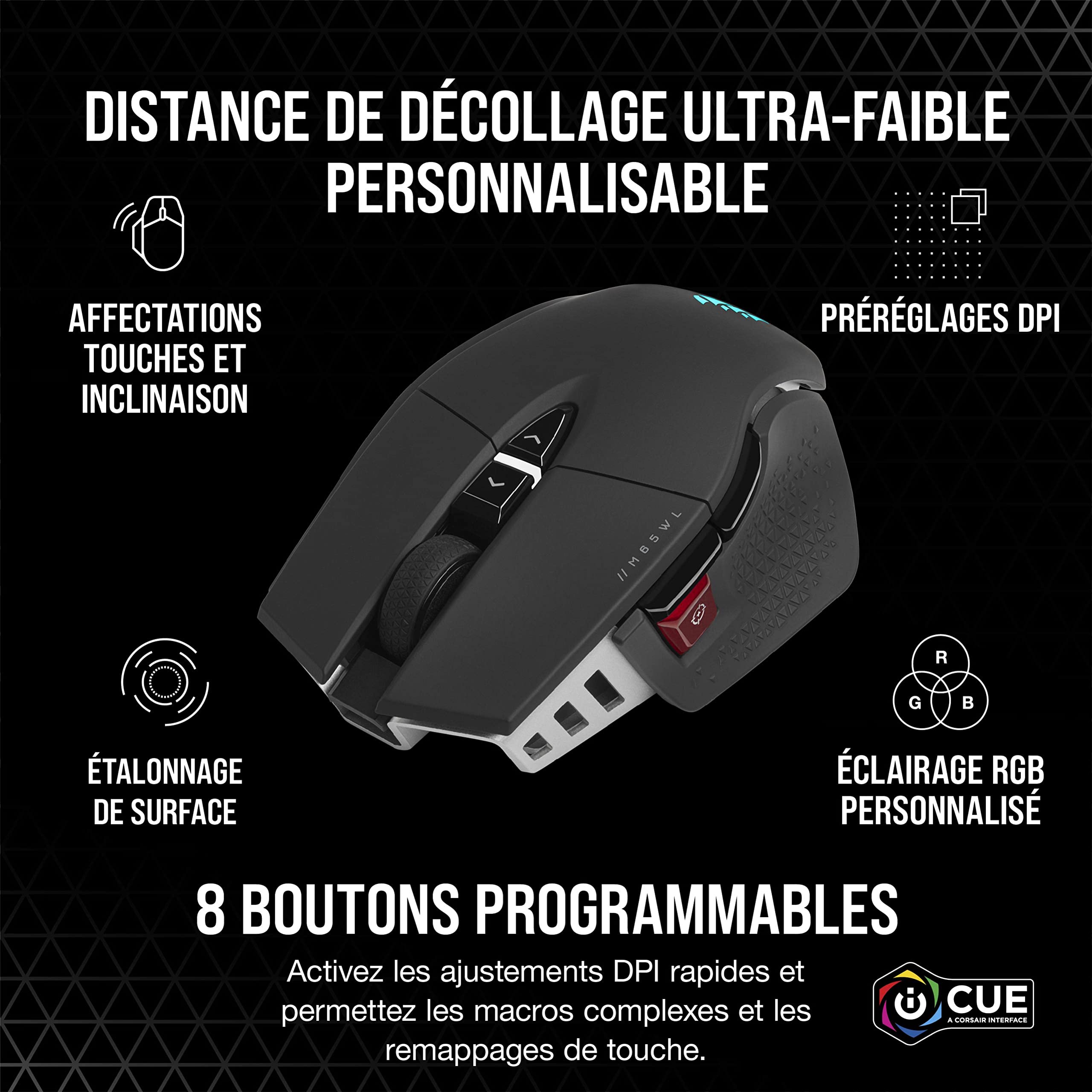CORSAIR M65 RGB ULTRA Wireless Gaming Mouse - 26,000 DPI Adjustable FPS Mouse - Sub-1ms Wireless - Weight Tuning System - 120-Hour Battery - iCUE Compatible - for PC, Mac, PS5, PS4, Xbox - Black - Perfect for Competitive FPS Gaming & Esports