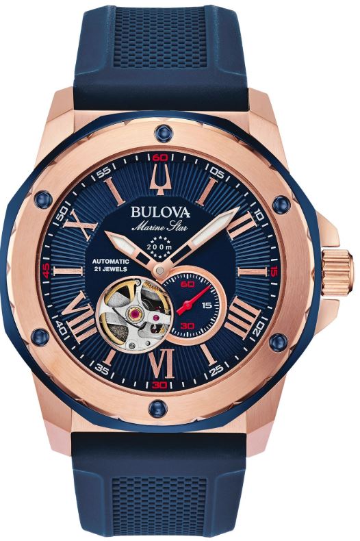 Bulova Marine Star Automatic Watch for Men - Waterproof Stainless Steel Diving Watch with Date Window - Perfect for Swimming, Diving & Everyday Wear