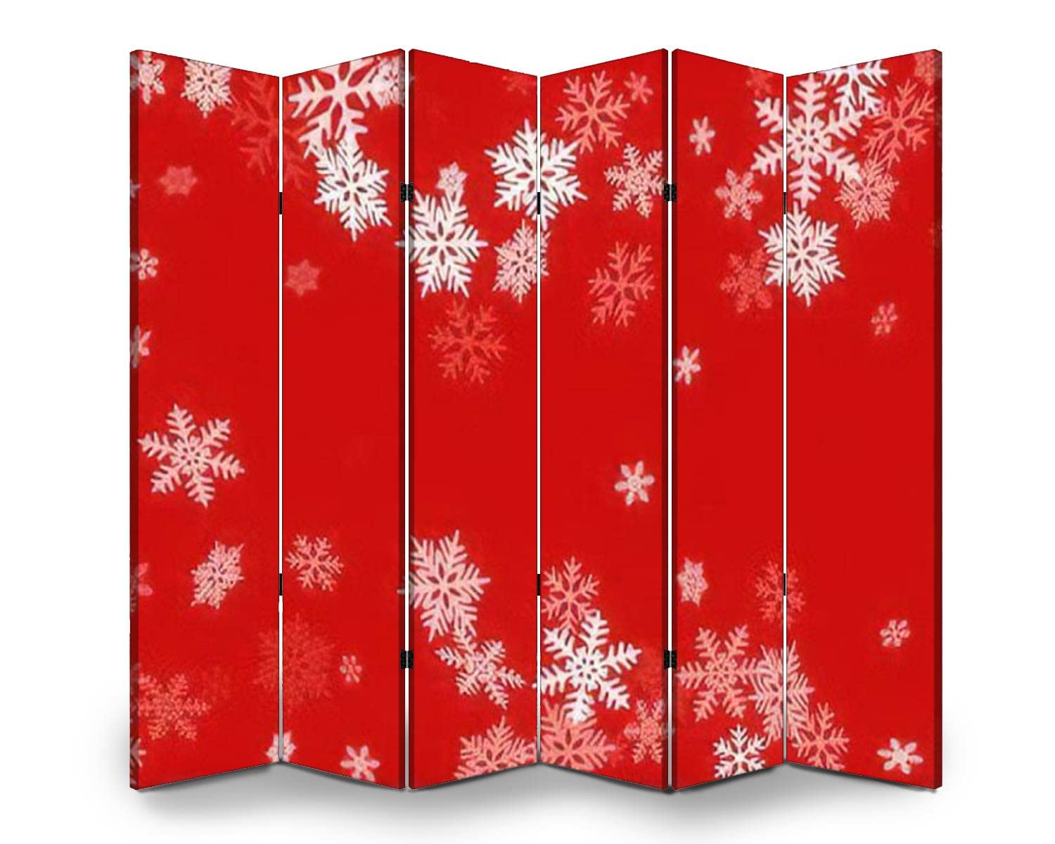 6-Panel Folding Room Divider Screen - Winter Snowflake Design for Privacy & Decoration | Freestanding Partition for Home, Office, Events | Indoor & Outdoor Use for Holidays, Parties, and Room Separation